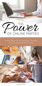 Women connecting together with a social media online party